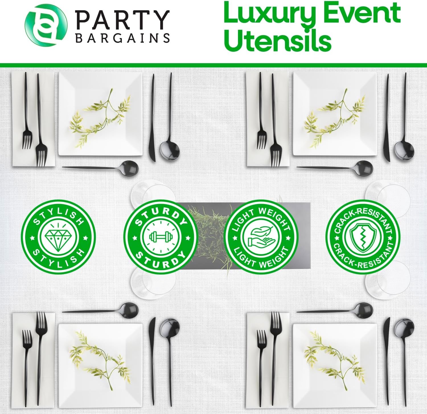 image:imageParty Bargains Disposable Plastic Flatware Teaspoon Utensils 32 Pack Black Novelty Modern Design Kitchen Silverware Cutlery Excellent Use for Household Dinner Parties Buffet Catering