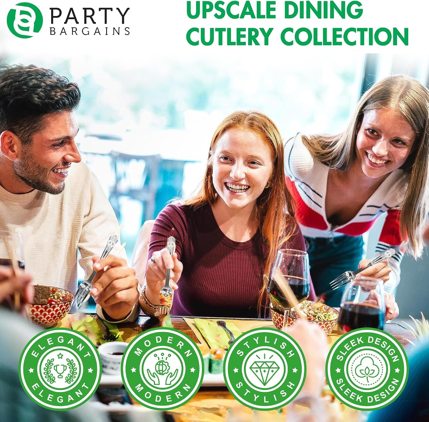 image:imageParty Bargains Disposable Upscale Collection Forks 40 Count Silver Plastic Flatware Cutlery Utensils Excellent for Birthdays Parties Buffets Catering Service Formal Events