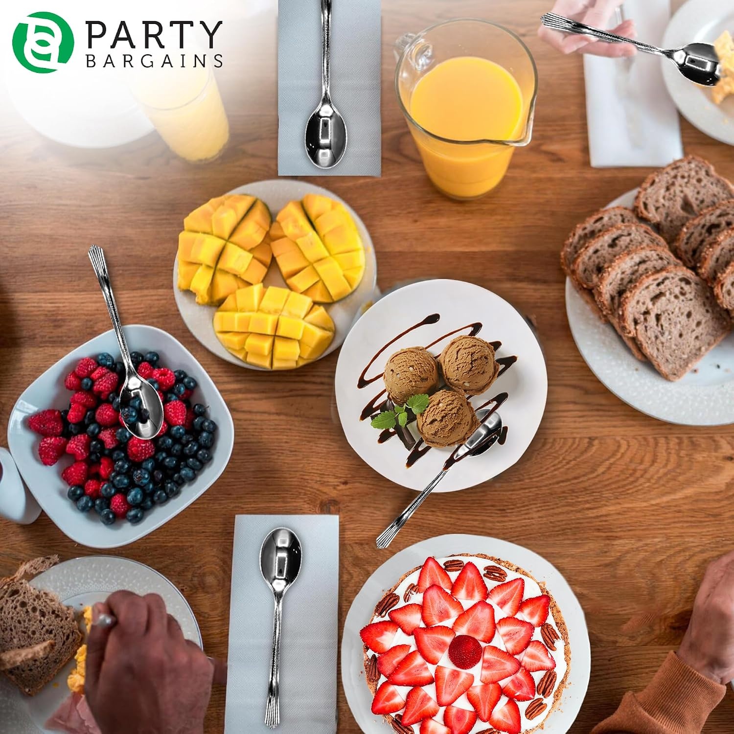 image:imageParty Bargains Disposable Upscale Collection Forks 40 Count Silver Plastic Flatware Cutlery Utensils Excellent for Birthdays Parties Buffets Catering Service Formal Events