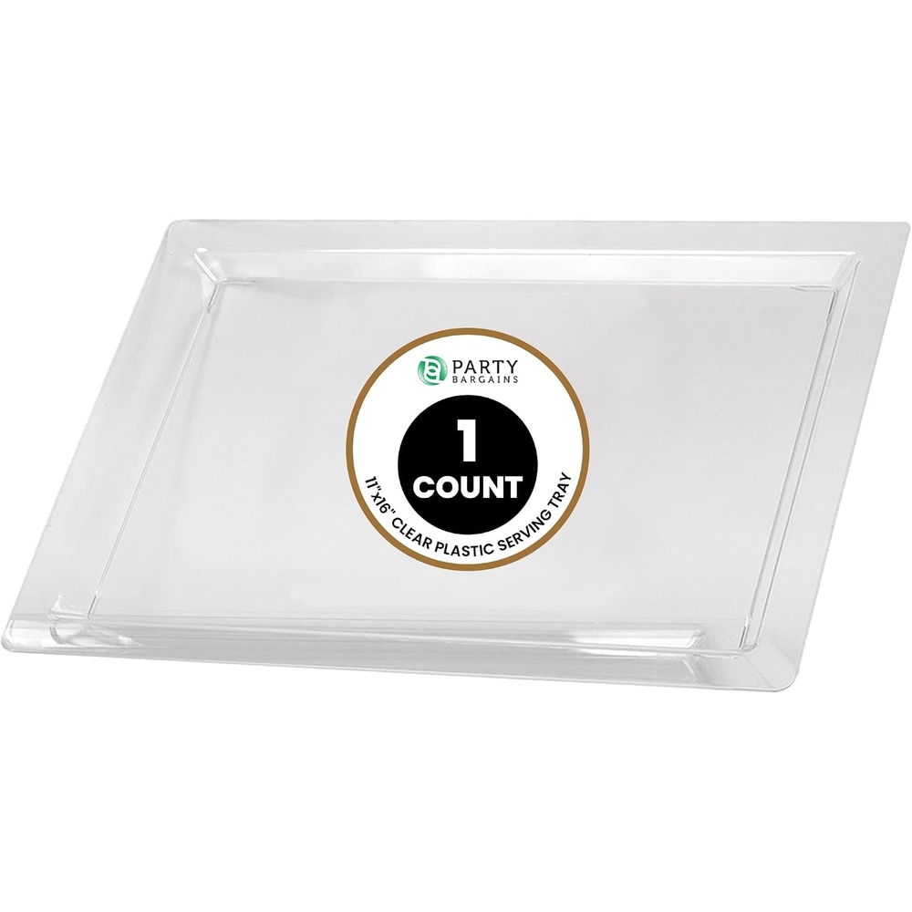 image:imageParty Bargains 16x11 Plastic Serving Tray Clear 1 Pack