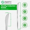 PARTY BARGAINS Disposable Plastic Flatware Knife Utensils, 32 Pack, Silver, Novelty Modern Design Kitchen Silverware Cutlery, Excellent Use for Household Dinner, Parties, Buffet, Catering