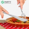 PARTY BARGAINS Disposable Plastic Flatware Knife Utensils, 32 Pack, Silver, Novelty Modern Design Kitchen Silverware Cutlery, Excellent Use for Household Dinner, Parties, Buffet, Catering