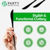 PARTY BARGAINS Disposable Plastic Knife Flatware Utensils, 32 Pack, Black, Novelty Modern Design Kitchen Silverware Cutlery for Household Dinner, Parties, Buffet, Catering