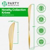 PARTY BARGAINS Disposable Plastic Knife Flatware Utensils, 32 Pack, Gold, Novelty Modern Design Kitchen Silverware Cutlery for Household Dinner, Parties, Buffet, Catering