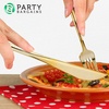 PARTY BARGAINS Disposable Plastic Knife Flatware Utensils, 32 Pack, Gold, Novelty Modern Design Kitchen Silverware Cutlery for Household Dinner, Parties, Buffet, Catering
