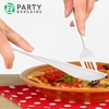 PARTY BARGAINS Disposable Plastic Knife Flatware Utensils, 32 Pack, White, Novelty Modern Design Kitchen Silverware Cutlery for Household Dinner, Parties, Buffet, Catering
