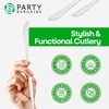 PARTY BARGAINS Disposable Plastic Knife Flatware Utensils, 32 Pack, White, Novelty Modern Design Kitchen Silverware Cutlery for Household Dinner, Parties, Buffet, Catering