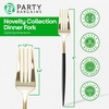 Party Bargains Disposable Plastic Flatware Dinner Fork Utensils, 32 Pack, Black Gold, Novelty Modern Design Kitchen Silverware Cutlery, Excellent Use for Household Dinner, Parties, Buffet, Catering
