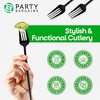 Party Bargains Disposable Plastic Flatware Dinner Fork Utensils, 32 Pack, Black, Novelty Modern Design Kitchen Silverware Cutlery, Excellent Use for Household Dinner, Parties, Buffet, Catering