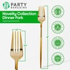 Party Bargains Disposable Plastic Flatware Dinner Fork Utensils, 32 Pack, Gold, Novelty Modern Design Kitchen Silverware Cutlery, Excellent Use for Household Dinner, Parties, Buffet, Catering