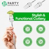 Party Bargains Disposable Plastic Flatware Dinner Fork Utensils, 32 Pack, Silver, Novelty Modern Design Kitchen Silverware Cutlery, Excellent Use for Household Dinner, Parties, Buffet, Catering