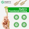 Party Bargains Disposable Plastic Flatware Salad Fork Utensils, 32 Pack, Gold, Novelty Modern Design Kitchen Silverware Cutlery, Excellent Use for Household Dinner, Parties, Buffet, Catering
