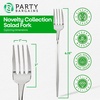 Party Bargains Disposable Plastic Flatware Salad Fork Utensils, 32 Pack, Silver, Novelty Modern Design Kitchen Silverware Cutlery, Excellent Use for Household Dinner, Parties, Buffet, Catering
