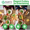 Party Bargains Disposable Plastic Flatware Salad Fork Utensils, 32 Pack, Silver, Novelty Modern Design Kitchen Silverware Cutlery, Excellent Use for Household Dinner, Parties, Buffet, Catering
