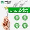 Party Bargains Disposable Plastic Flatware Salad Fork Utensils, 32 Pack, Silver, Novelty Modern Design Kitchen Silverware Cutlery, Excellent Use for Household Dinner, Parties, Buffet, Catering