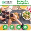 Party Bargains Disposable Plastic Flatware Soup Spoon Utensils, 32 Pack, Black Gold, Novelty Modern Design Kitchen Silverware Cutlery, Excellent Use for Household Dinner, Parties, Buffet, Catering
