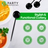 Party Bargains Disposable Plastic Flatware Soup Spoon Utensils, 32 Pack, Black, Novelty Modern Design Kitchen Silverware Cutlery, Excellent Use for Household Dinner, Parties, Buffet, Catering