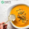 Party Bargains Disposable Plastic Flatware Soup Spoon Utensils, 32 Pack, Gold, Novelty Modern Design Kitchen Silverware Cutlery, Excellent Use for Household Dinner, Parties, Buffet, Catering