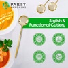 Party Bargains Disposable Plastic Flatware Soup Spoon Utensils, 32 Pack, Gold, Novelty Modern Design Kitchen Silverware Cutlery, Excellent Use for Household Dinner, Parties, Buffet, Catering