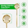 Party Bargains Disposable Plastic Flatware Soup Spoon Utensils, 32 Pack, Gold, Novelty Modern Design Kitchen Silverware Cutlery, Excellent Use for Household Dinner, Parties, Buffet, Catering