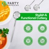 Party Bargains Disposable Plastic Flatware Soup Spoon Utensils, 32 Pack, Silver, Novelty Modern Design Kitchen Silverware Cutlery, Excellent Use for Household Dinner, Parties, Buffet, Catering
