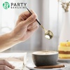 Party Bargains Disposable Plastic Flatware Teaspoon Utensils, 32 Pack, Black Gold, Novelty Modern Design Kitchen Silverware Cutlery, Excellent Use for Household Dinner, Parties, Buffet, Catering