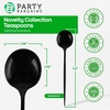 Party Bargains Disposable Plastic Flatware Teaspoon Utensils, 32 Pack, Black, Novelty Modern Design Kitchen Silverware Cutlery, Excellent Use for Household Dinner, Parties, Buffet, Catering