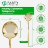 Party Bargains Disposable Plastic Flatware Teaspoon Utensils, 32 Pack, Gold, Novelty Modern Design Kitchen Silverware Cutlery, Excellent Use for Household Dinner, Parties, Buffet, Catering