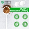Party Bargains Disposable Plastic Flatware Teaspoon Utensils, 32 Pack, White, Novelty Modern Design Kitchen Silverware Cutlery, Excellent Use for Household Dinner, Parties, Buffet, Catering