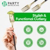Party Bargains Disposable Plastic Salad Fork Flatware Utensils, 32 Pack, Black/Gold, Novelty Modern Design Kitchen Silverware Cutlery for Household Dinner, Parties, Buffet, Catering