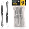 PARTY BARGAINS Disposable Upscale Collection Knives, 40 Count, Silver, Plastic Flatware Cutlery Utensils, Excellent for Birthdays, Parties, Buffets, Catering Service, Formal Events