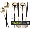 Party Bargains Disposable Plastic Flatware Soup Spoon Utensils, 32 Pack, Black Gold, Novelty Modern Design Kitchen Silverware Cutlery, Excellent Use for Household Dinner, Parties, Buffet, Catering