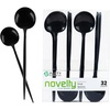 Party Bargains Disposable Plastic Flatware Soup Spoon Utensils, 32 Pack, Black, Novelty Modern Design Kitchen Silverware Cutlery, Excellent Use for Household Dinner, Parties, Buffet, Catering