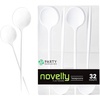 Party Bargains Disposable Plastic Flatware Teaspoon Utensils, 32 Pack, White, Novelty Modern Design Kitchen Silverware Cutlery, Excellent Use for Household Dinner, Parties, Buffet, Catering