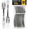 Party Bargains Disposable Upscale Collection Forks, 20 Count, Silver, Plastic Flatware Cutlery Utensils, Excellent for Birthdays, Parties, Buffets, Catering Service, Formal Events