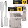 Party Bargains Disposable Upscale Collection Forks, 80 Count, Silver, Plastic Flatware Cutlery Utensils, Excellent for Birthdays, Parties, Buffets, Catering Service, Formal Events