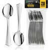 Party Bargains Disposable Upscale Collection Soup Spoons, 20 Count, Silver, Plastic Flatware Cutlery Utensils, Excellent for Birthdays, Parties, Buffets, Catering Service, Formal Events