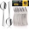 Party Bargains Disposable Upscale Collection Soup Spoons, 40 Count, Silver, Plastic Flatware Cutlery Utensils, Excellent for Birthdays, Parties, Buffets, Catering Service, Formal Events