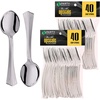 Party Bargains Disposable Upscale Collection Soup Spoons, 80 Count, Silver, Plastic Flatware Cutlery Utensils, Excellent for Birthdays, Parties, Buffets, Catering Service, Formal Events