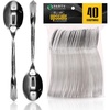 Party Bargains Disposable Upscale Collection Tea Spoons, 40 Count, Silver, Plastic Flatware Cutlery Utensils, Excellent for Birthdays, Parties, Buffets, Catering Service, Formal Events