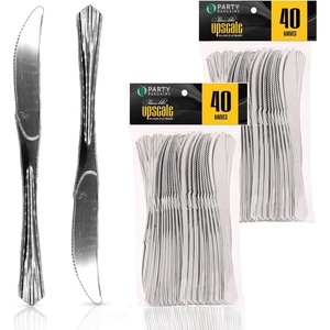 Party Bargains Disposable Upscale Collection Knives, 80 Count, Silver, Plastic Flatware Cutlery Utensils, Excellent for Birthdays, Parties, Buffets, Catering Service, Formal Events