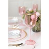 PARTY BARGAINS 5 Wine Goblets – Pink Gold Rim (12oz) – Disposable Shatterproof Elegant Design Plastic Wine Glasses with Stem – For Pool Parties, Outdoors Receptions, Weddings