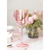 PARTY BARGAINS 5 Wine Goblets – Pink Gold Rim (12oz) – Disposable Shatterproof Elegant Design Plastic Wine Glasses with Stem – For Pool Parties, Outdoors Receptions, Weddings