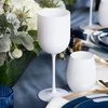 PARTY BARGAINS 5 Wine Goblets – White (12oz) – Disposable Shatterproof Elegant Design Plastic Wine Glasses. For Pool Parties, Outdoors Receptions, Weddings
