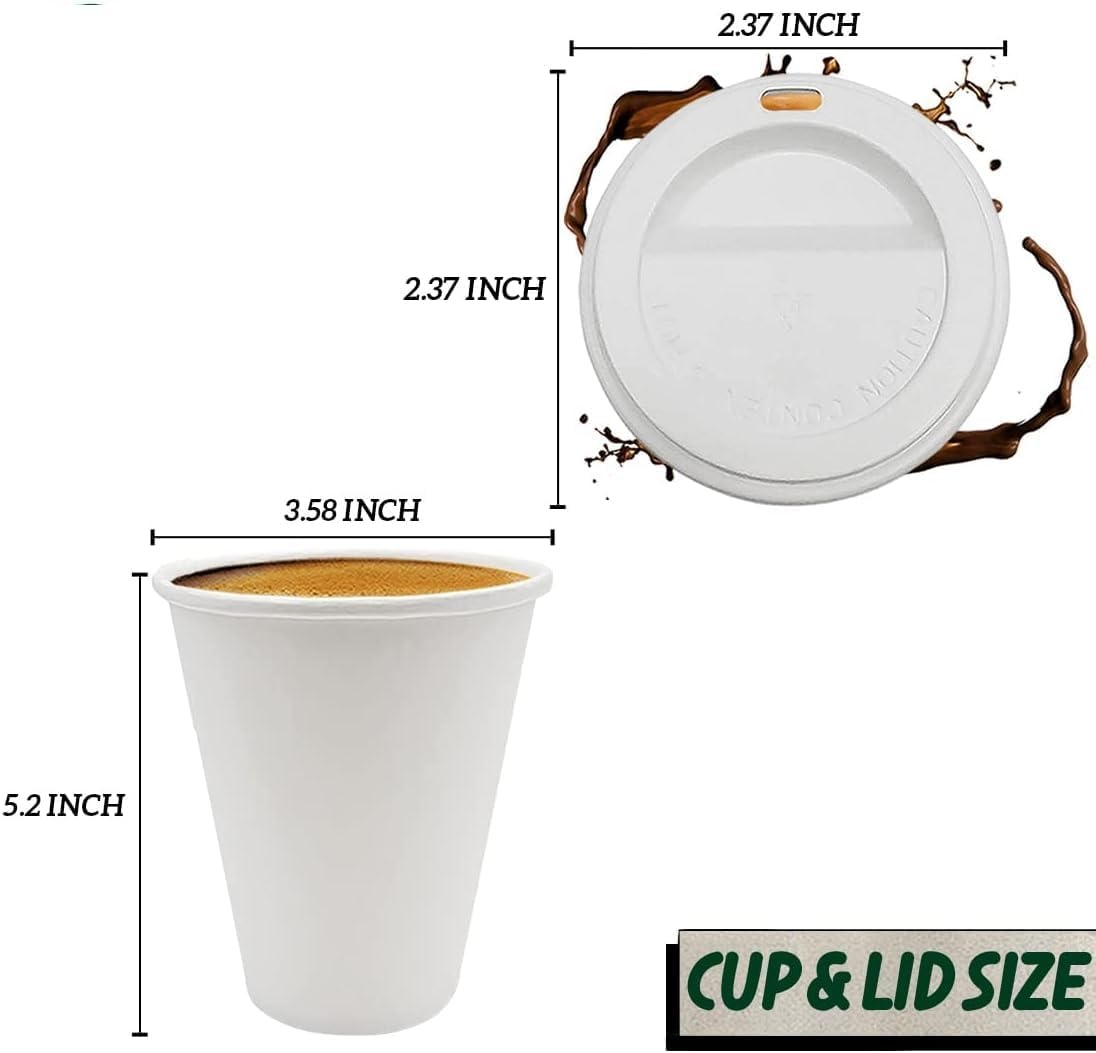 image:image12 oz Coffee Cups with Lids 120 Pack White To Go Coffee Paper Cups with Lids Sleeves and Stirrers Keeps Coffee Expresso Tea Latte and Chocolate Hot