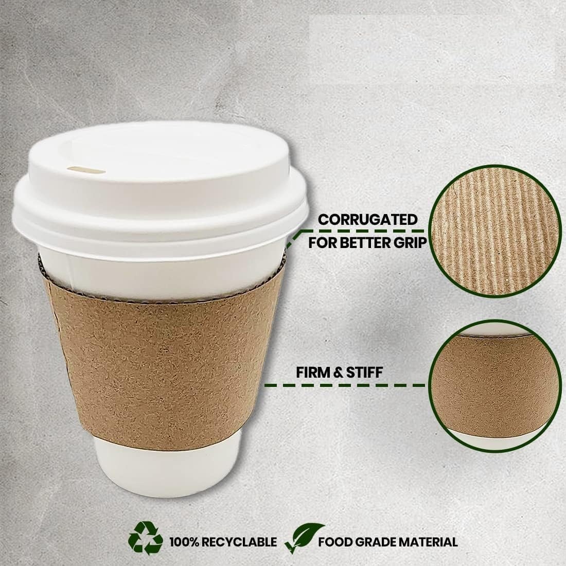 image:image12 oz Coffee Cups with Lids 120 Pack White To Go Coffee Paper Cups with Lids Sleeves and Stirrers Keeps Coffee Expresso Tea Latte and Chocolate Hot