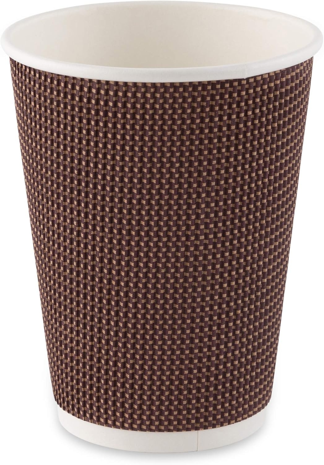 image:imagePARTY BARGAINS Ripple Hot Cups without Lids 10 oz 80 Count Brown Insulated Double Wall Disposable Paper Coffee Cups ToGo Cup Tea Hot Beverages No Sleeve Needed