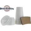 12oz Coffee Cups Combo – [60 Pack] White Insulated Disposable Hot Cups with Lids, Sleeves and Stirrers for Tea, Hot Chocolate. For To-Go Travel Mug, Parties