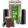 PARTY BARGAINS Ripple Hot Cups with Lids, 16 oz, 80 Count, Brown, Insulated Double Wall, Disposable Paper Coffee Cups, To-Go Cup, Tea, Hot Beverages, No Sleeve Needed